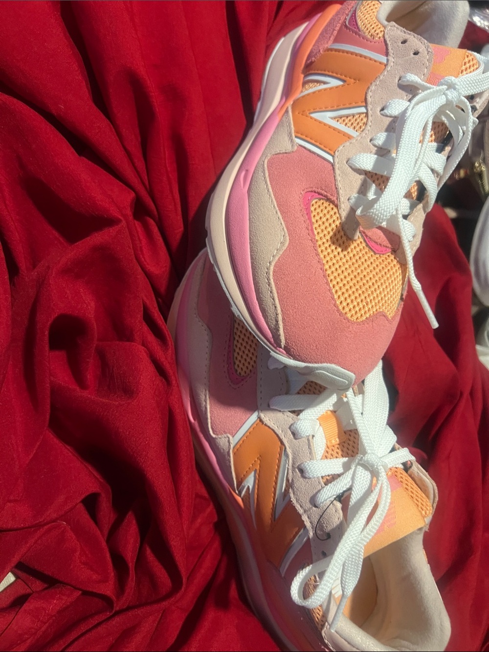 New Balance Women's Pink & Orange Mixed-Media Sneakers